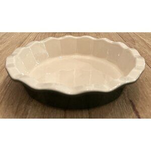 Emile Henry Williams-Sonoma France  Green Ceramic Ruffled Pie Dish Fluted